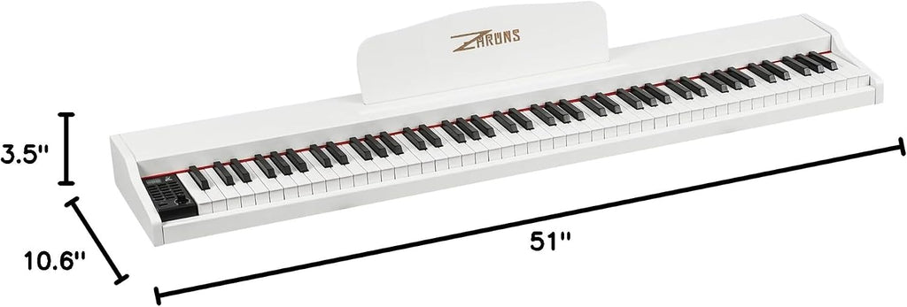 Digital Piano 88 Key Weighted, Full Size Electric Keyboard Piano for Beginners, Portable Piano Keyboard with Sheet Music Stand, Sustain Pedal, Power Adapter, White (Keyboard Only)