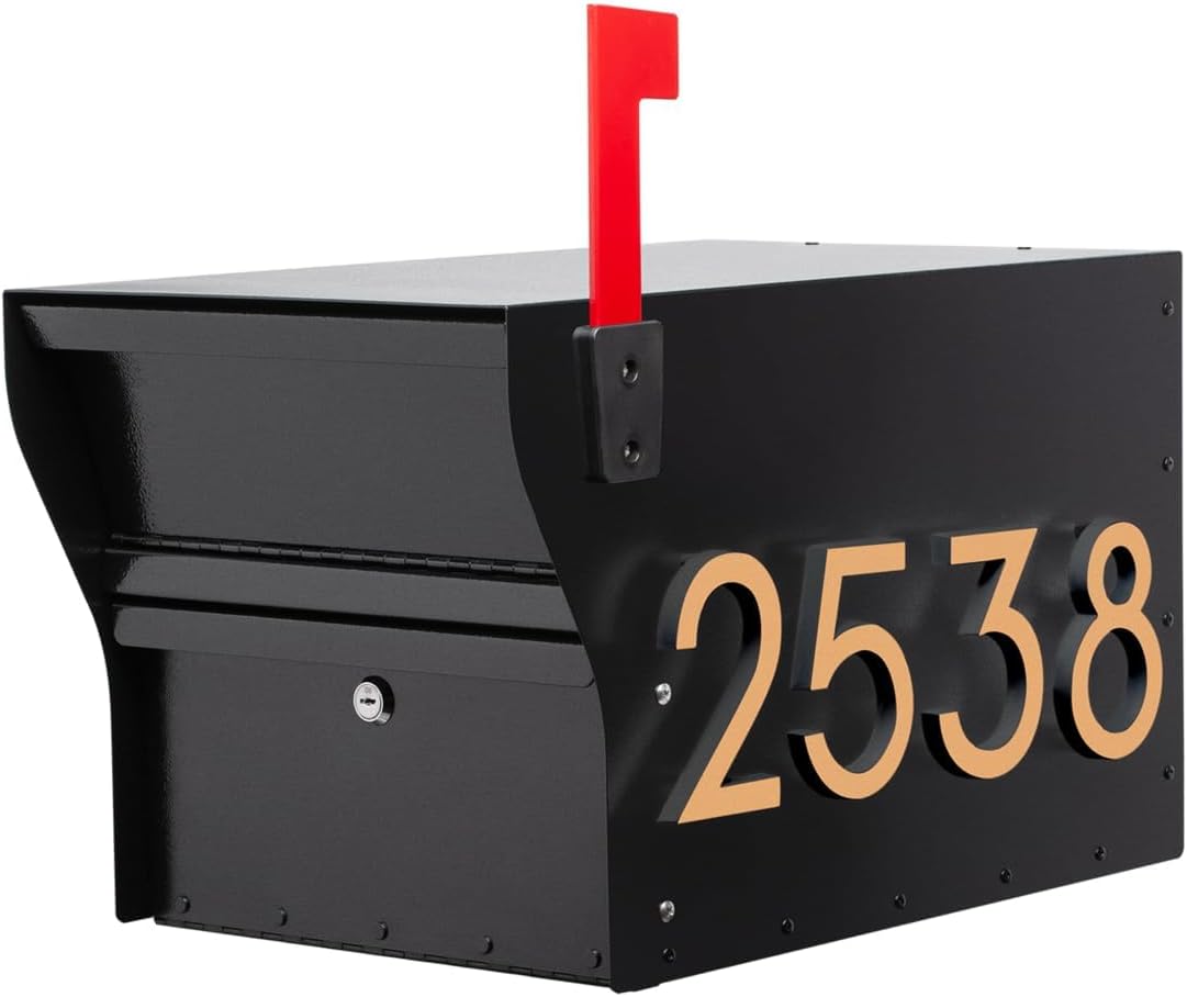 Whitehall Personalize MailVault Streetside Locking Mailbox Heavy Duty Steel Anti-Theft Mailbox for Outside, Modern Mailbox with Key Lock, Weather Resistant