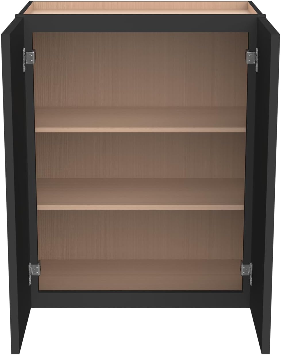 Solid Wood Wall-Mounted Medicine Cabinet, Kitchen Wall Cabinet, Bathroom Cabinet with Adjustable Shelves, 2 Doors (Black, 27' W x 36' H x 12' D)