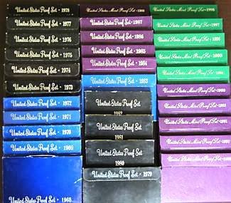 1959-2009 US MINT BU PROOF SETS IN OGP w/COA'S -51 YEARS!