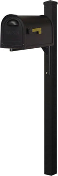 Special Lite Classic Curbside Mailbox with Wellington Post - Black Aluminum Mailbox with Post - SCC1008_SPK720-BLK
