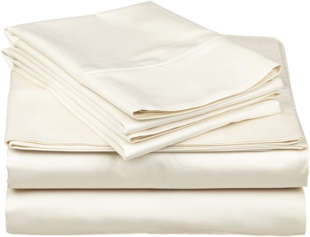 Super Soft Luxury Premium Quality 800 TC Egyptian Cotton 6 Piece Bedding Bed Sheet Set Eco Friendly Wrinkle Free Sheets 20-Inch Deep Pocket Queen Ivory