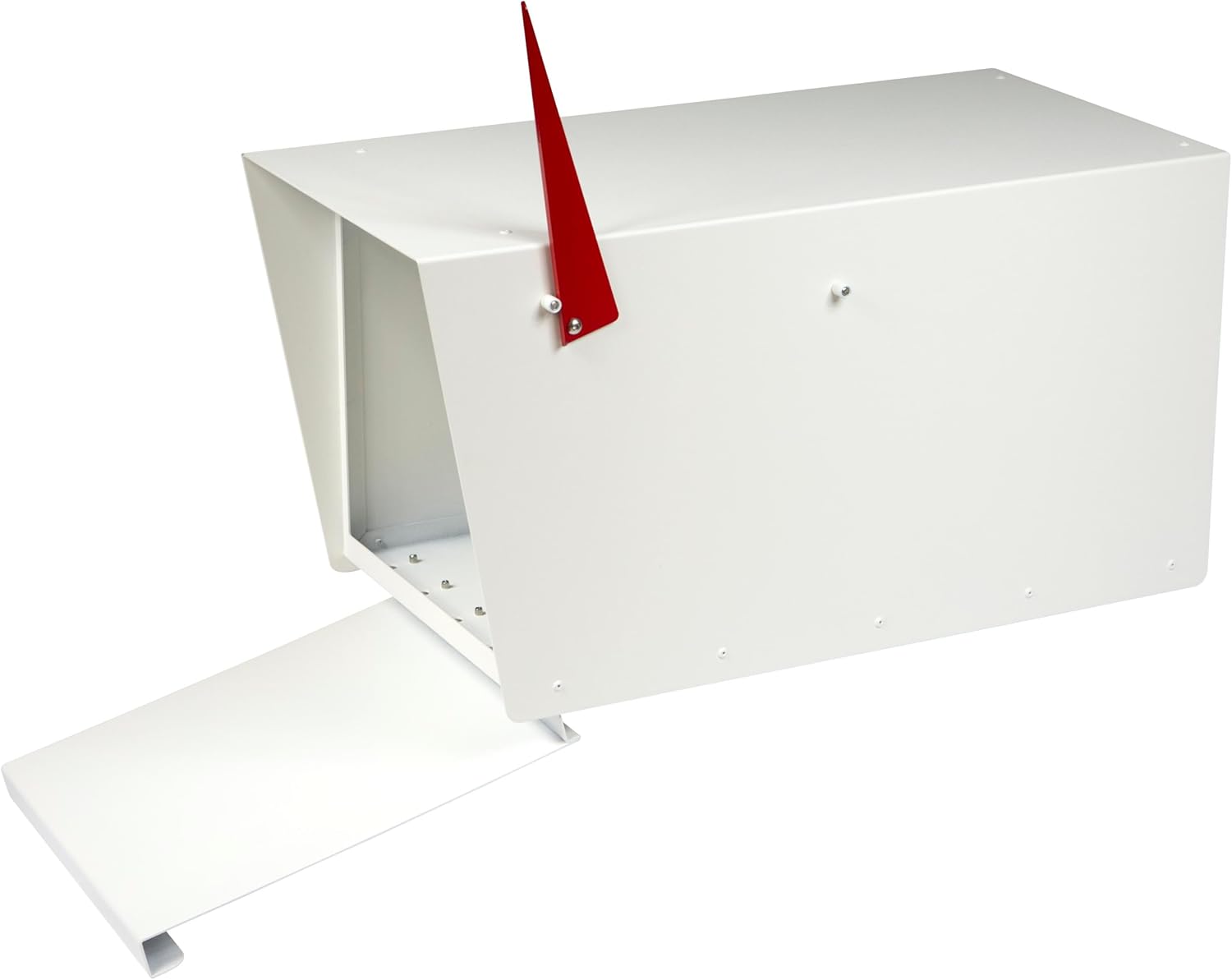 Rusty Design Contemporary Post-Mounted Mailbox with Personalized Address Numbers, White Colour Large Size #HC111 (with Three Address Numbers)