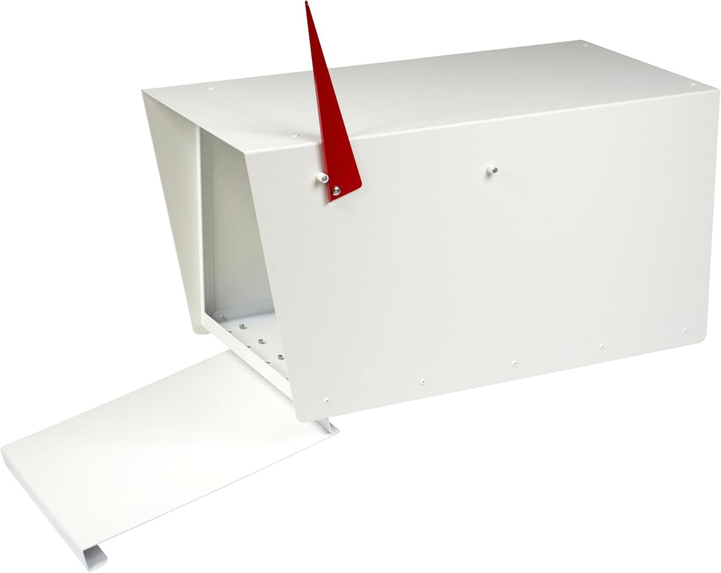 Rusty Design Contemporary Post-Mounted Mailbox with Personalized Address Numbers, White Colour Large Size #HC111 (with One Address Numbers)