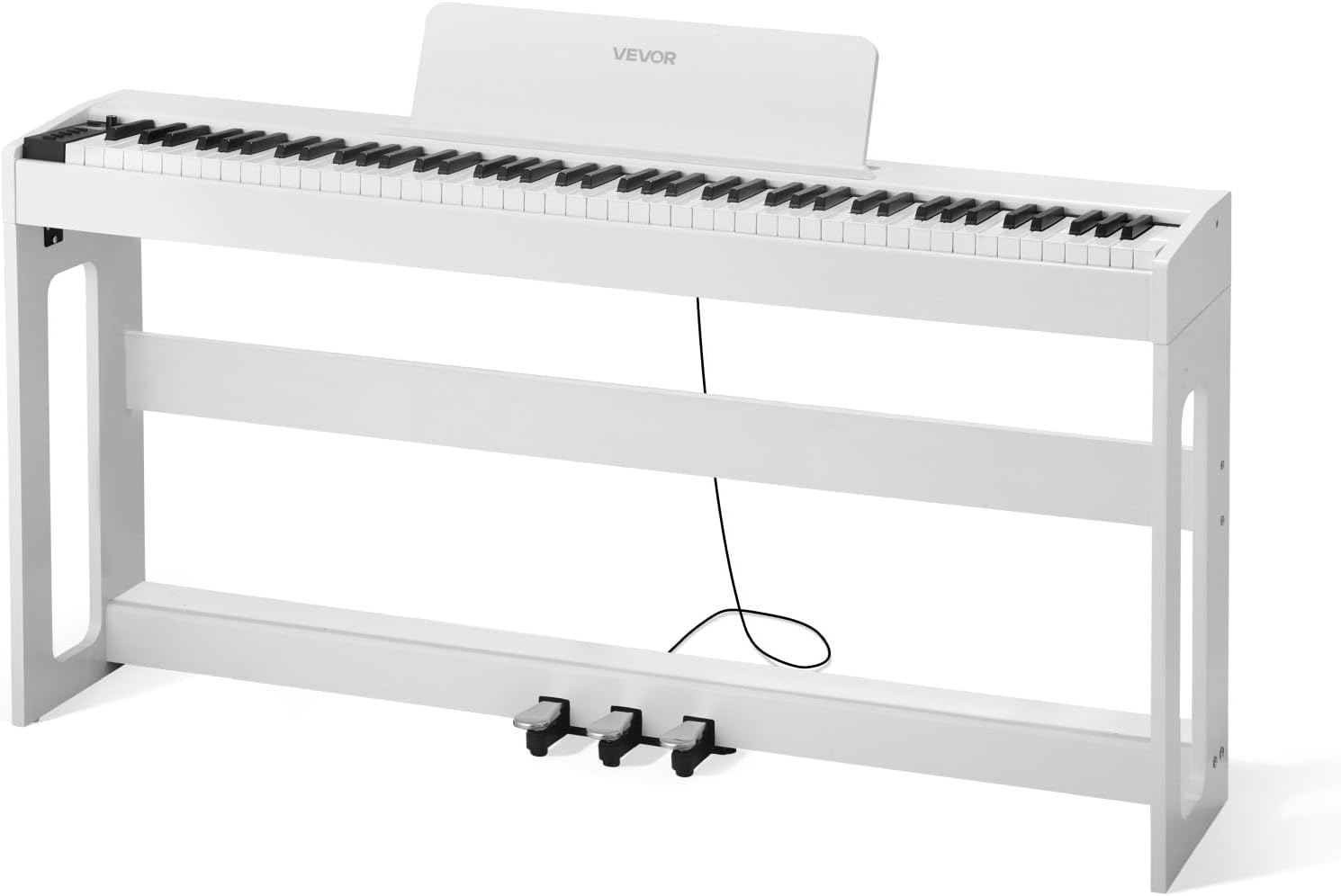 VEVOR Weighted Digital Piano, 88 Keys Fully Weighted, Electric Piano Keyboard with Furniture Stand, Power Adapter, Triple Pedal, Record Function, 280 Tones, Wireless Connection, for Beginners, White
