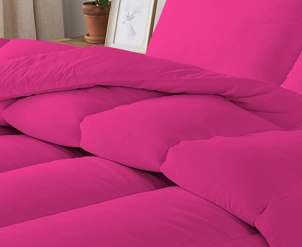 5 PC Straight Line Pattern Comforter Set Premium Super Soft 600 GSM All Season | 1000 Thread Count | 100% Egyptian Cotton ( Full/Queen Size, Hot Pink Color)