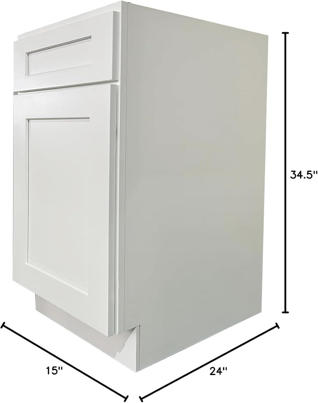 Kitchen Base Cabinet, Sideboard, White Shaker, Paint, Soft Close System, 1 Door and 1 Drawer, Unassembled, Modern