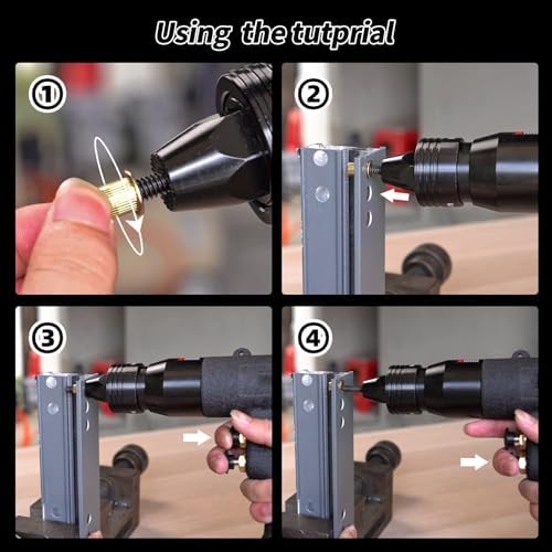 Heavy Duty Air Hydraulic Rivet Nut Tool with Quick-Change Nose-Piece Assembly for Metal, Plastic and Leather, Ideal for Fast and Efficient Riveting