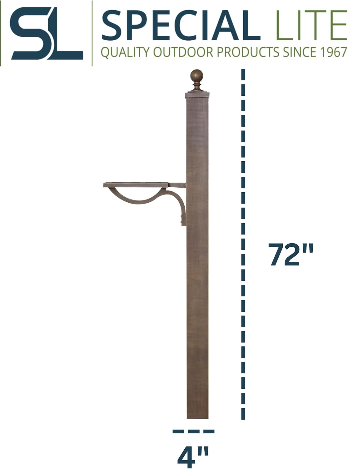 Special Lite Springfield Mailbox Post - Copper Aluminum Post for Curbside Mailbox - SPK-710-CP
