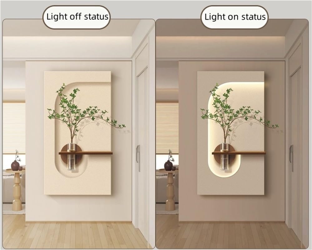 Luminous 3D Wall Sculpture, Wall Painting Decoration, Plug-in Power Supply 3D Wall Mural, Sandstone Decor Wall Art Painting for Bedroom, Living Room(Brown,29.5 * 15.7in)