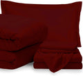 7 Piece Bed-in-A-Bag Comforter & Sheet Set 8-10' Deep Pocket, 100% Egyptian Cotton Queen Size, Burgundy, Sets Include - 1Comforter, 1Flat Sheet,1Fitted Sheet, 2Pillowcase & 2Pillowsham