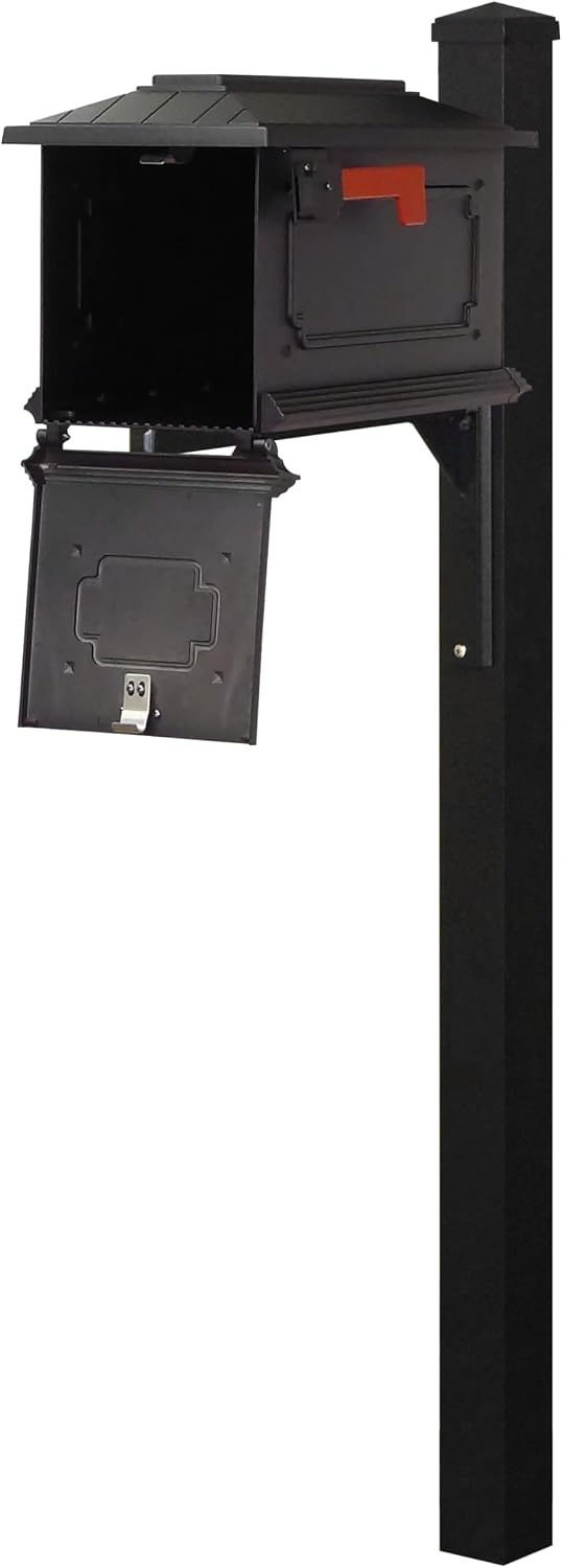 Special Lite Kingston Curbside Mailbox with Wellington Post - Black Aluminum Mailbox with Post - SCK1017_SPK720-BLK