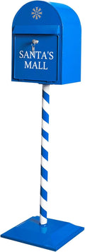 Key Drop Box Wall Mount Mailbox Mailboxes for Outside Wall Mount, Metal Mailbox, Mount Mailbox and in Ground Post kit, Mailbox Post System(Blue)