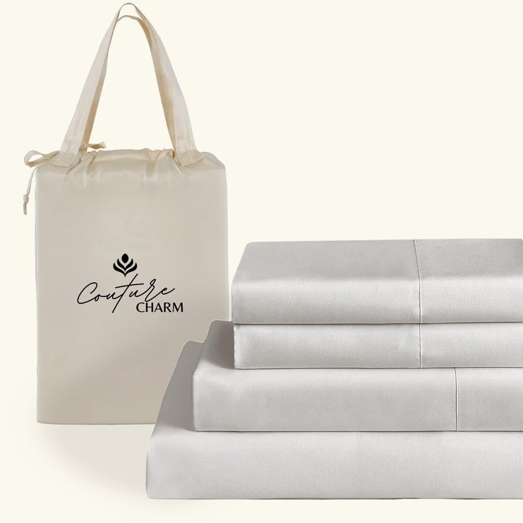 Queen Size 1000 Thread Count 100% Egyptian Cotton Sheet Set, 4-Piece, Sateen Weave, with 10-12' Inch Deep Pocket Snug Fit (Solid, Silver Grey)