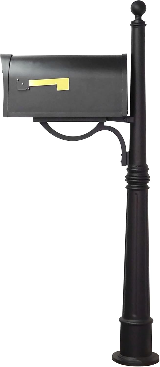 Special Lite Classic Curbside Mailbox with Aluminum Post - Black Mailbox with Ashland Post - SCC-1008_SPK-600-BLK