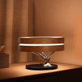 Bonsai Modern LED Bedside Smart Table Lamp with Built-in TWS Bluetooth Speaker and Qi Wireless Charger for Home and Office, Stepless Dimming with Sleep Mode (Circle of Light)
