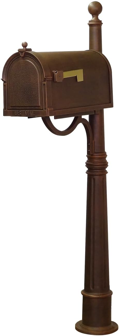 Products Heavy Duty Rust Proof Berkshire Curbside Mailbox with Locking Insert and Ashland Mailbox Post, Copper