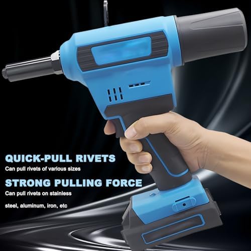 Cordless Riveting Tool Kit, Brushless Automatic Riveting Gun, Pneumatic Rivet Nut Gun. Suitable for Metal, Wood, and Plastic.