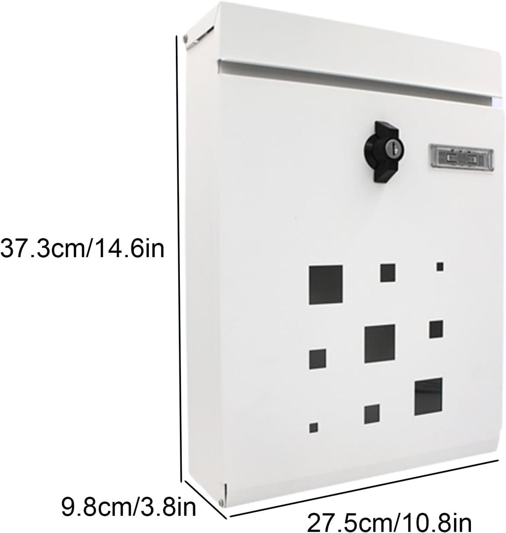 MELPHI Lockable Post Box for Outside, Hanging Secure Post Box, Metal Mailbox, Mail Manager for Mail/Newspaper/Post/Letter/Magazine, Used for Commercial, Home & Office (Color : White)