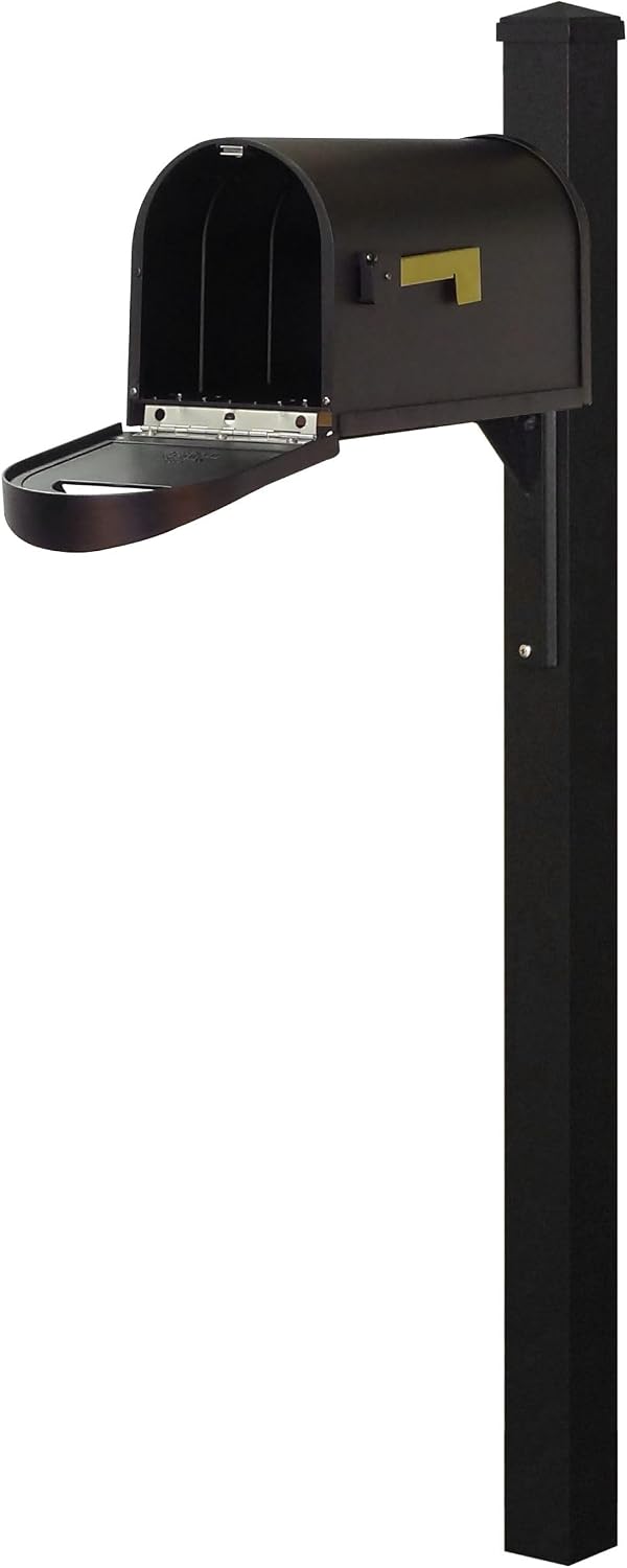 Special Lite Classic Curbside Mailbox with Wellington Post - Black Aluminum Mailbox with Post - SCC1008_SPK720-BLK