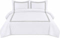 BedDecor Luxury 400-TC Egyptian Cotton 5PC Embroidered Duvet Cover Set with Beautiful 2-Stripe Embroidery(Dark Grey, Full/Queen)