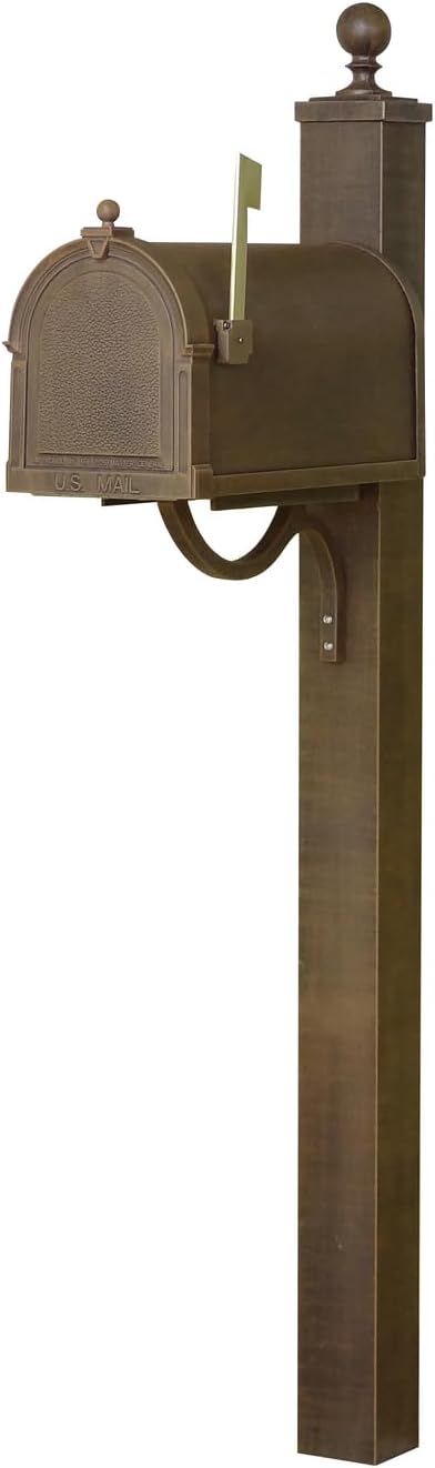 Products Heavy Duty Cast Aluminum Berkshire Curbside Mailbox with Locking Insert and Springfield Mailbox Post, Copper