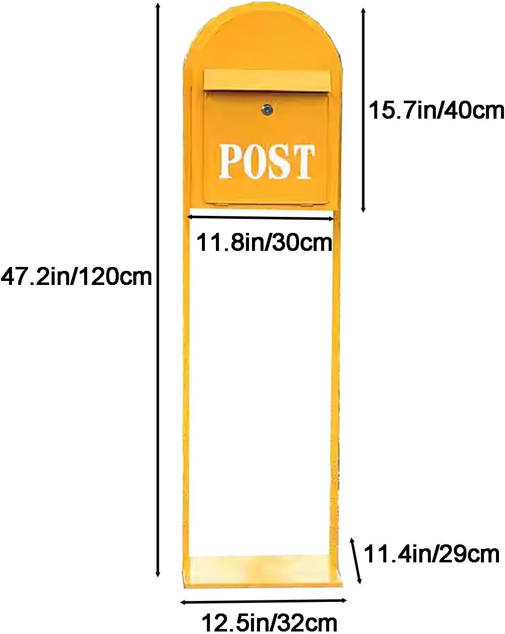 Mailboxes for Outside, Mailbox with Post Landing, Metal Mailbox with Keys Lock, for Garden, Lawn, Party, Countryside(Yellow)
