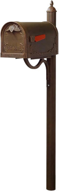 Products Decorative Rust-Free Floral Curbside Mailbox with Locking Insert and Richland Mailbox Post, Copper