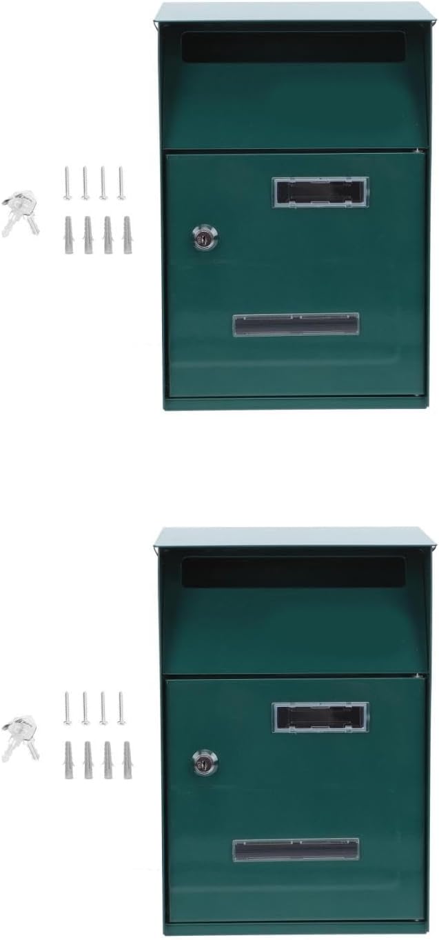 Tofficu 2pcs Large Wall Mount Mailbox Cast Aluminum Modern Design Secure Letter Box Sturdy and Durable