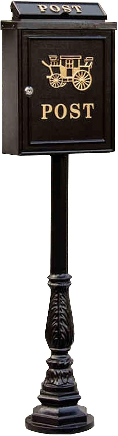 Mailboxes for Outside, Mailboxes for Outside with Post, Mailbox with Post, Metal Mailbox, Post Mount Mailbox, Cast Aluminum Mailbox, Locking Residential Mailboxes for Outside(Black)