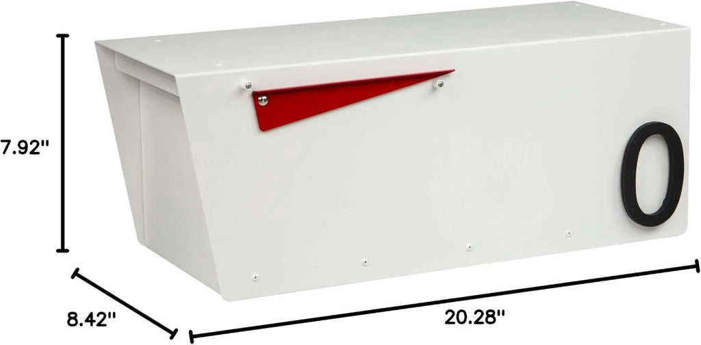 Rusty Design White Colour Post-Mounted Modern Mailbox with Personalized Address Numbers #HC101 (With One Address Number)
