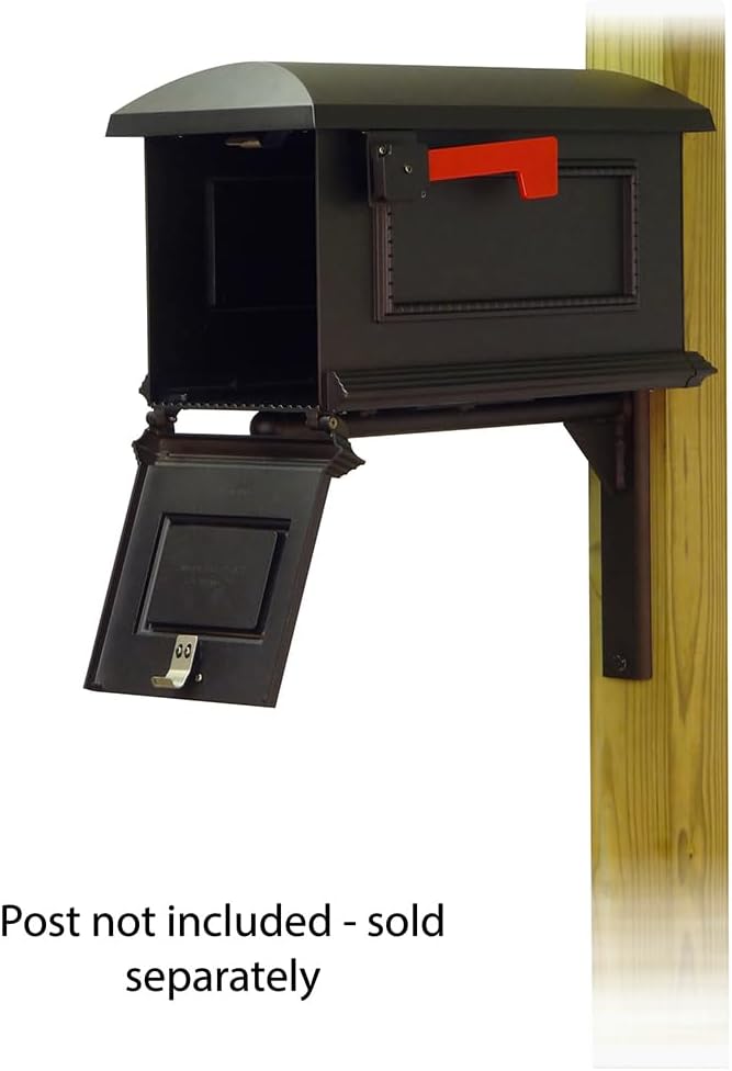 Special Lite Traditional Curbside Mailbox with Ashley Front Single Mailbox Mounting Bracket - TC-ASH-FS-1010-BLK