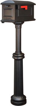 Special Lite Traditional Curbside Mailbox with Bradford Post - Black Aluminum Mailbox with Direct Burial Post - SCT-1010_SPK-590-BLK