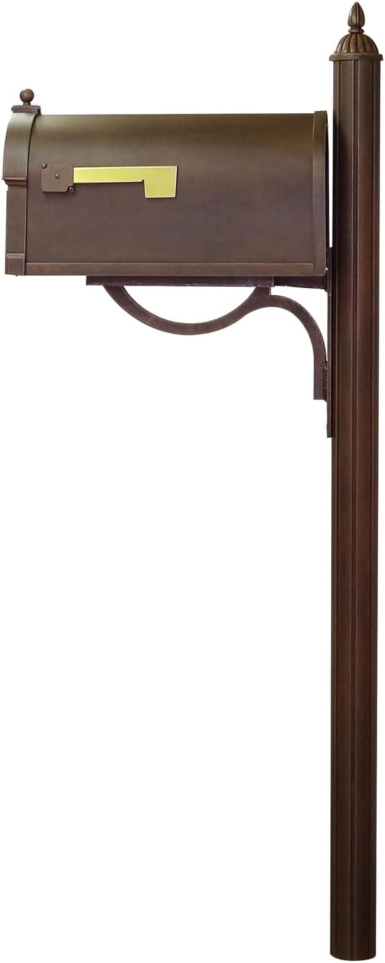 Products Heavy Duty Cast Aluminum Berkshire Curbside Mailbox with Locking Insert and Richland Mailbox Post, Copper
