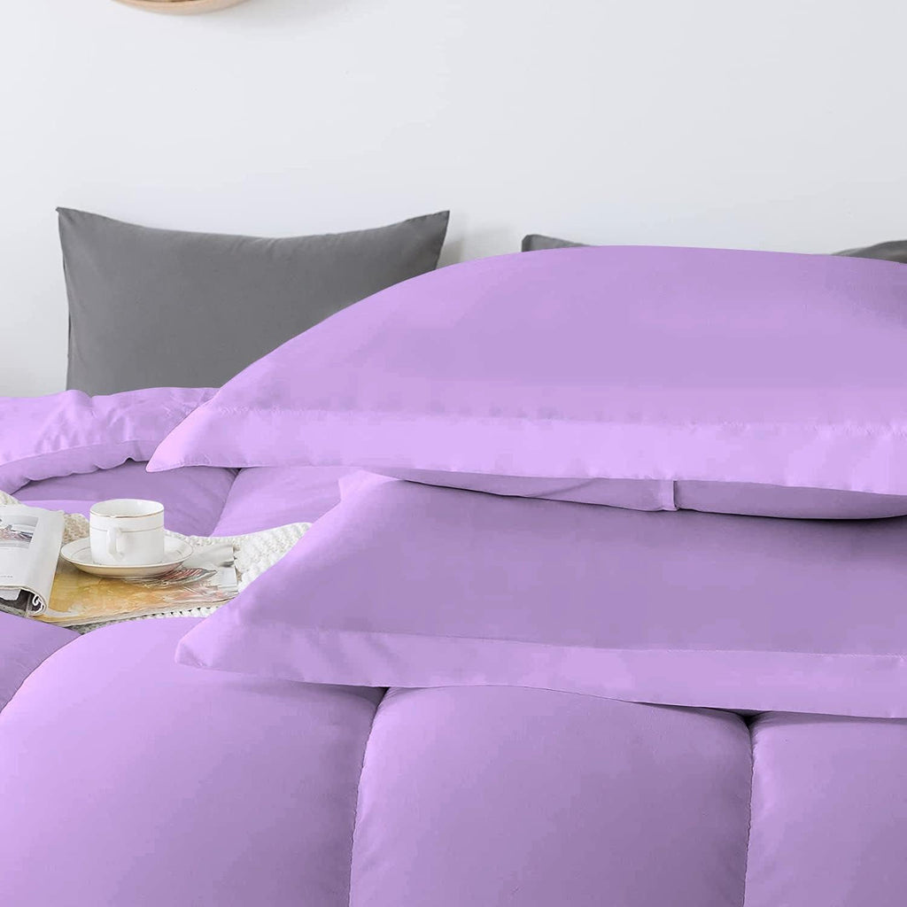 5 PC Straight Line Pattern Comforter Set Premium Super Soft 600 GSM All Season | 1000 Thread Count | 100% Egyptian Cotton ( Full/Queen Size, Lilac Color)