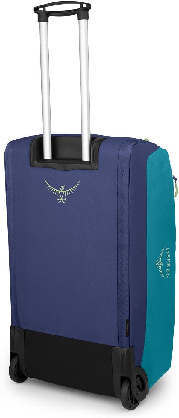 Osprey Daylite 85L Wheeled Collapsible Travel Duffel Bag - Lightweight Rolling Suitcase, Blue Spikemoss/Alkaline