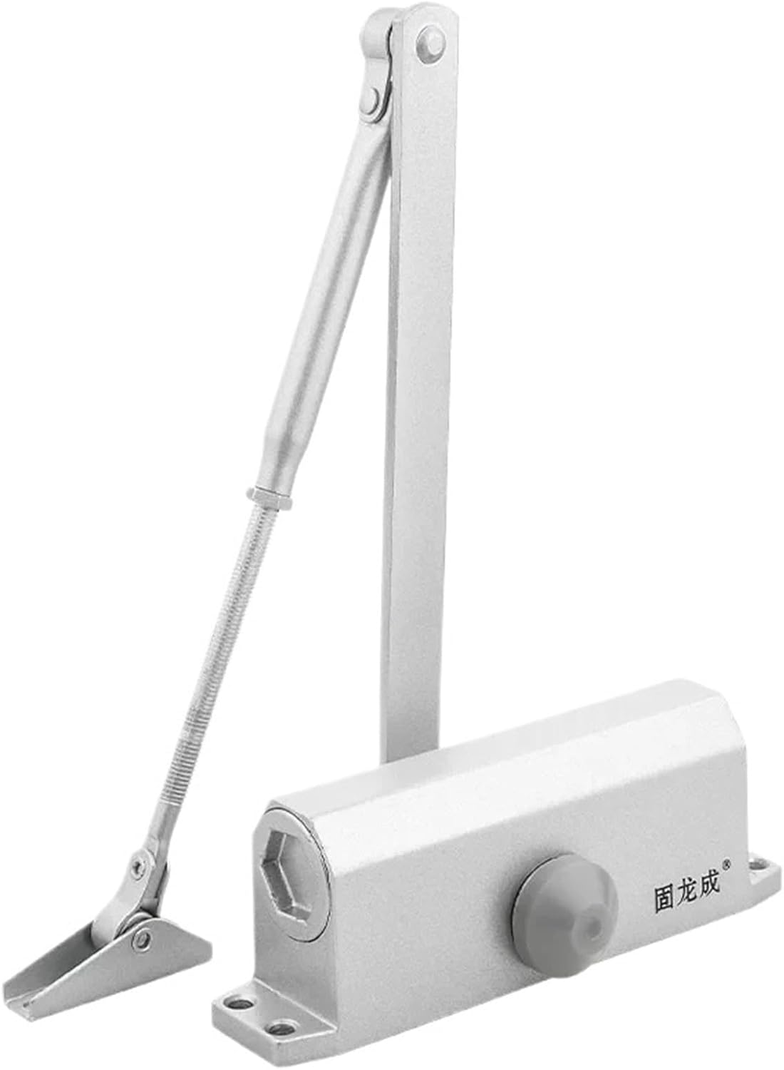 25Automatic Door Closer Spring Hydraulic Buffer Metal Concealed Gate Closer Adjustable Door Stopper Speed Mute Closing(S Silver 25-45KG)