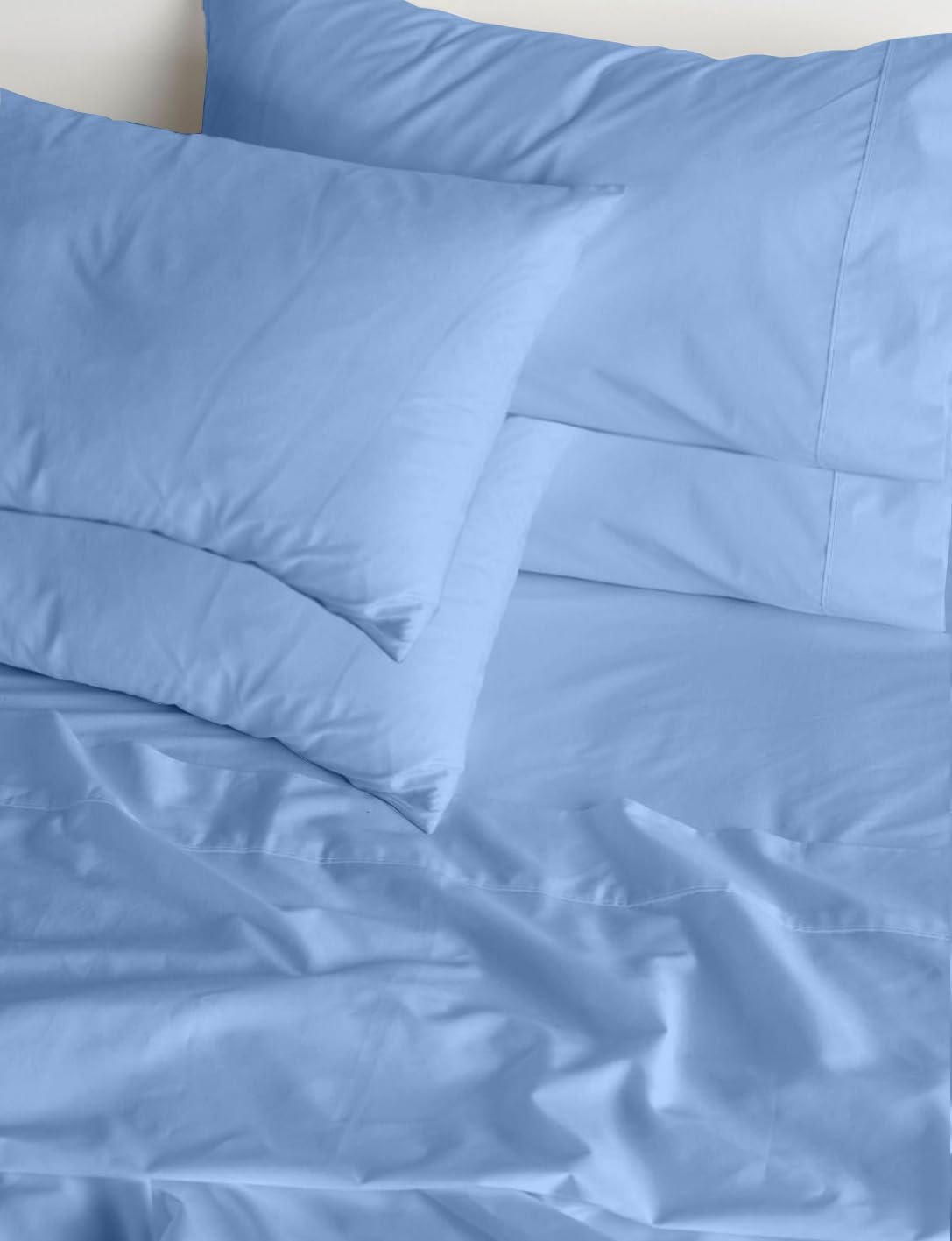 100% Egyptian Long Staple Cotton Bedsheet Set, 800 Thread Count, 6-PC Sheets Set, Sky Blue Color, Queen Size, 15 Inch Deep Pocket of Fitted Sheet, Soft Sateen Weave Breathable