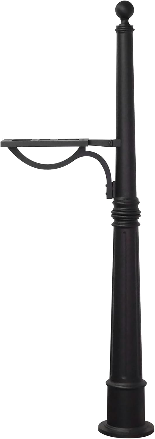 Ashland Mailbox Post - Black Cast Aluminum Post for Curbside Mailbox - SPK-600-BLK