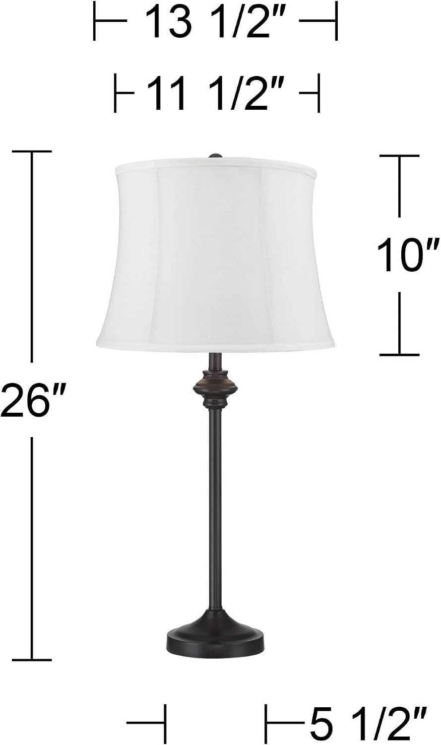 360 Lighting Lynn Modern Buffet Table Lamps 26' Tall Skinny Set of 2 Black Metal Cream White Fabric Softback Drum Shade Decor for Living Room House Home Bedroom Nightstand Dining Family Entryway
