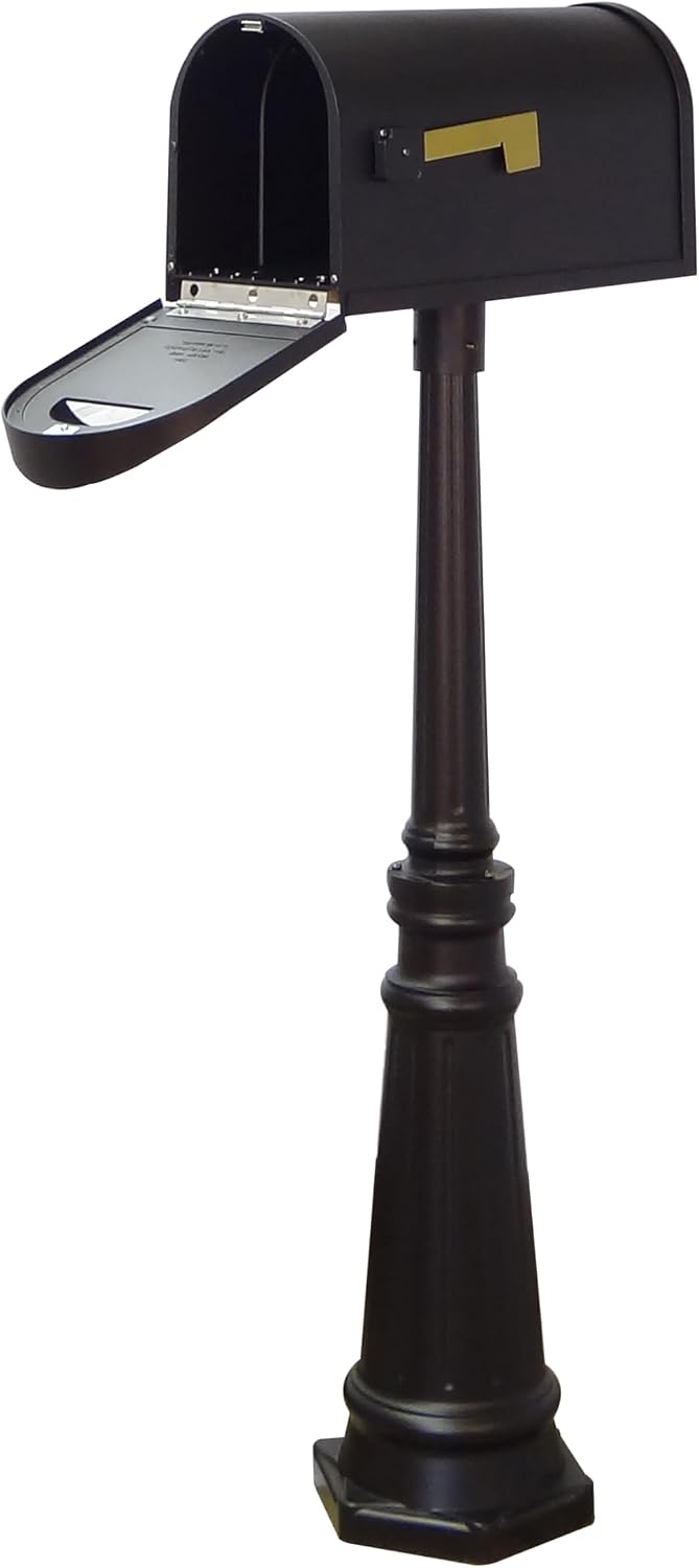 Special Lite Classic Curbside Mailbox with Tacoma Post - Black Aluminum Mailbox with Post - SCC-1008_SPK-591-BLK