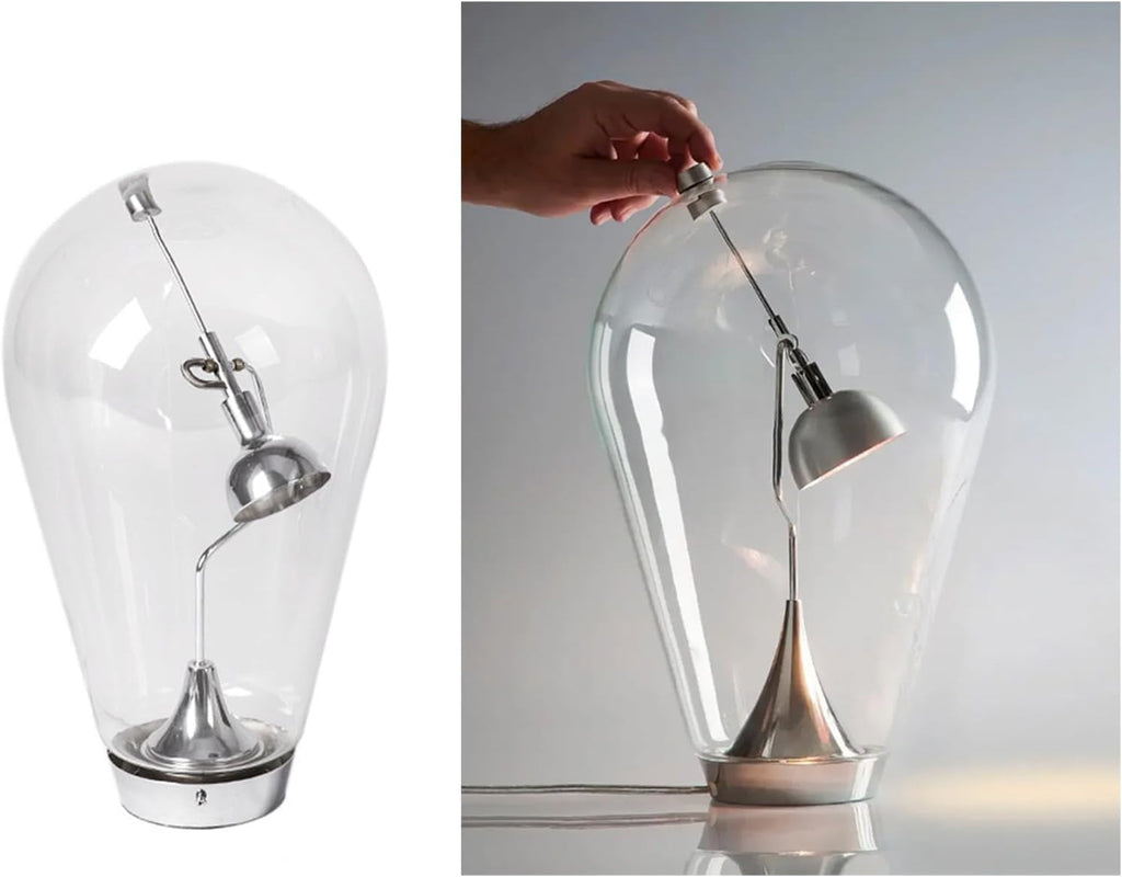 Bofea-Desk Lamp for Home Office Creative Globe Glass Table Lamp with Magnetic Metal Swing Arm Lamps Reading Light Touch Control Table Lamps with 3 Color Temperatures Modern Desk Light for Living Room