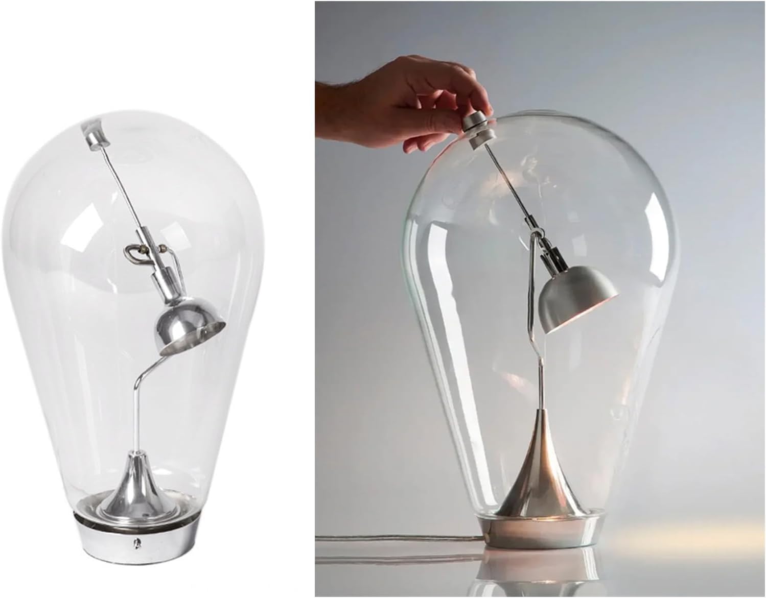 Bofea-Desk Lamp for Home Office Creative Globe Glass Table Lamp with Magnetic Metal Swing Arm Lamps Reading Light Touch Control Table Lamps with 3 Color Temperatures Modern Desk Light for Living Room
