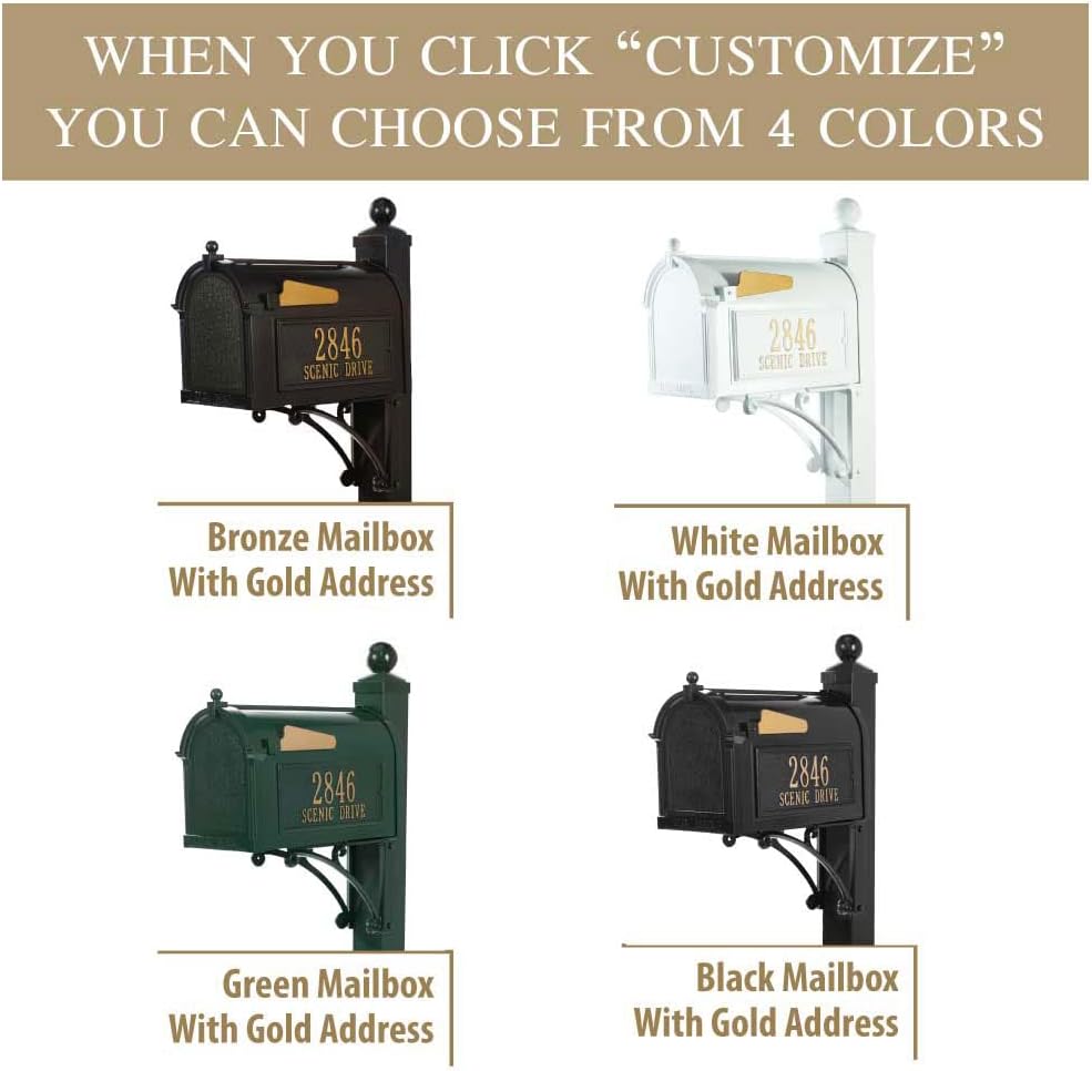 Whitehall™ Personalized Whitehall Capitol Mailbox with Side Address Plaques and Post Package (4 Colors Available)