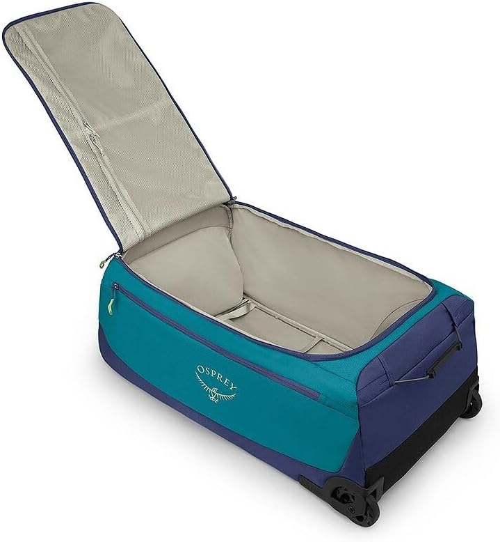 Osprey Daylite 115L Wheeled Collapsible Travel Duffel Bag - Lightweight Rolling Suitcase, Blue Spikemoss/Alkaline