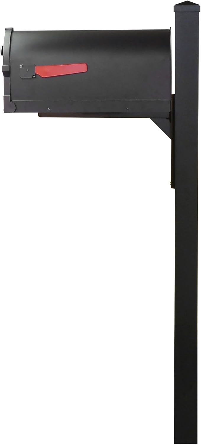 Special Lite Savannah Curbside Mailbox with Wellington Post - Black Aluminum Mailbox with Post - SCS1014_SPK720-BLK