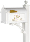 Custom Address Mailbox with Post in White Whitehall Deluxe Streetside Mailbox Personalized Plaques Weather-Resistant Cast Aluminum Design