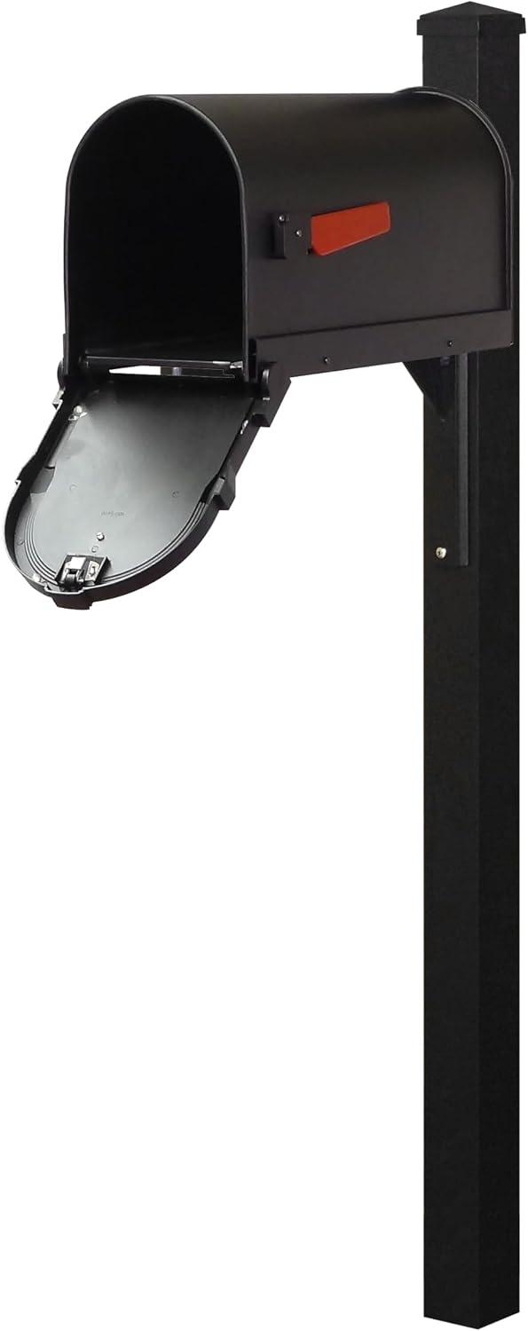 Special Lite Savannah Curbside Mailbox with Wellington Post - Black Aluminum Mailbox with Post - SCS1014_SPK720-BLK
