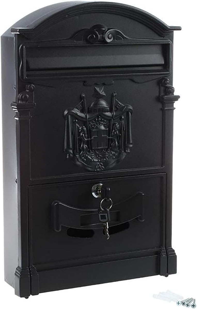 Post Box Heavy Aluminium Lockable Secure Mail Letter Retro Vintage Metal Mail Box Garden Ornament