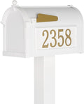 Whitehall Products Premium Capitol Mailbox Package with Personalized Side Plaques | Standard Post Fashion and Function with a Classic Design. While Enhancing The Curb Appeal of Your Home. White